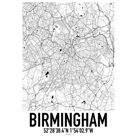 Birmingham Map Poster. Find your posters at Wallstars Online. Shop today!